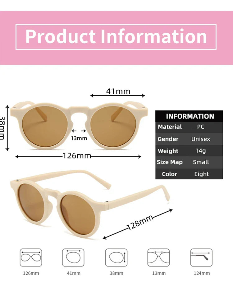 New Children Vintage Frosted Round Outdoor Sun Protection Sunglasses